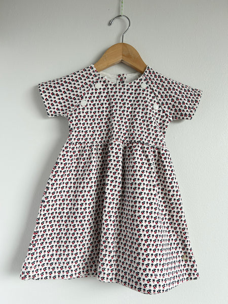 Petit Bateau Blue and Red Short Sleeve Sweatshirt Dress • 1-3 years