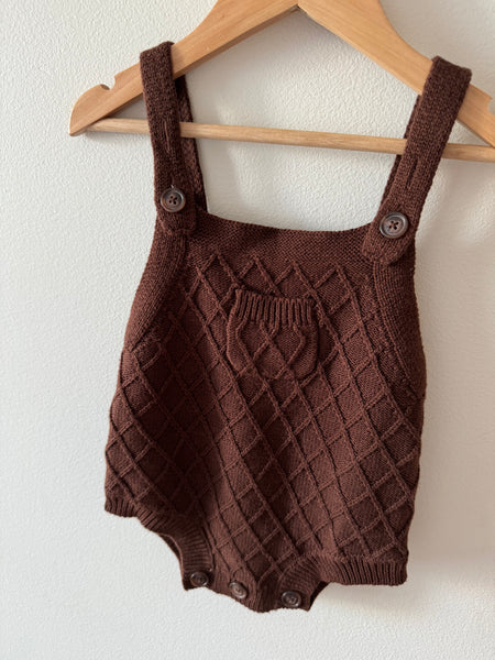 Jamie Kay Brown Knit Bubble Romper • 1 year