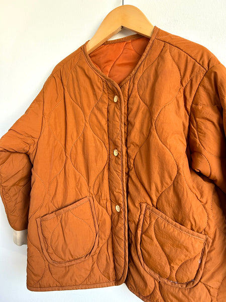 Orange and Cream Quilted Jacket with Buttons • 5-7 years