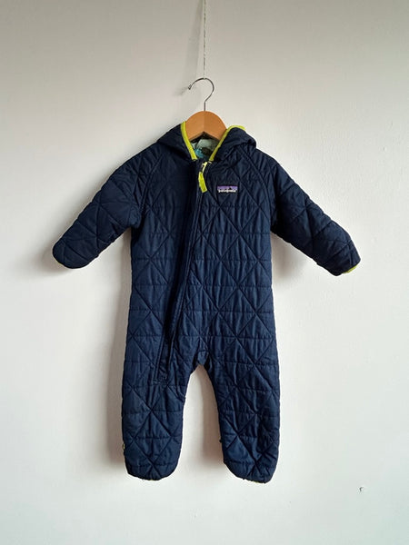 Patagonia Green and Blue Patterned Bunting Suit • 1-2 years