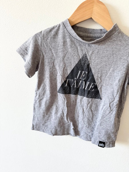 Whistle and Flute Je T'aime Grey T-Shirt • 1-2 years