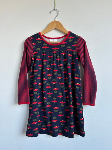 Hanna Andersson Floral Dress with Striped Long Sleeves • 4-5 years (110cm)