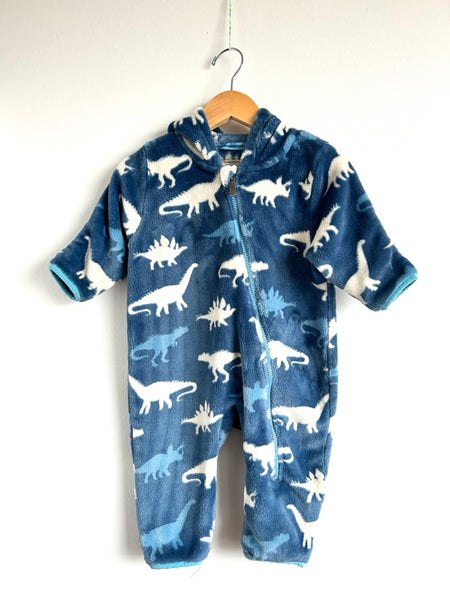 Hatley Blue Fuzzy Dino Bunting Romper • 1-2 years