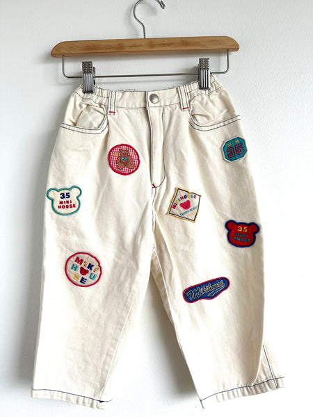 Mikihouse White Patch Pants • 3-4 years