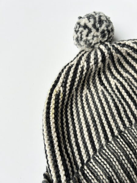 Misha and Puff Black and White Merino Garter Hat • 4-8+ years
