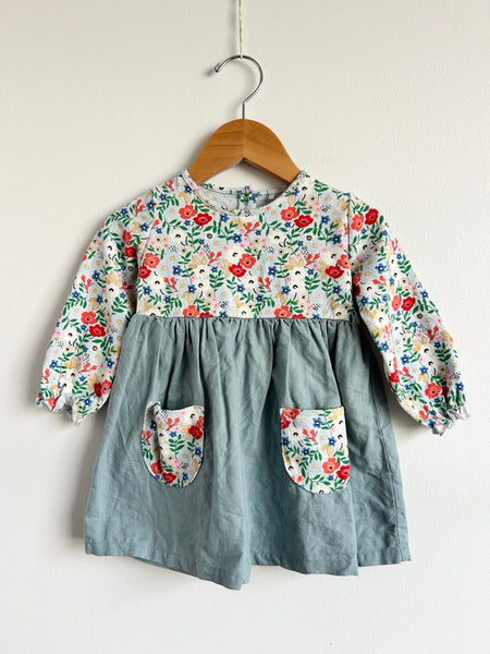 Next Linen and Cotton Floral Dress • 6-12 months