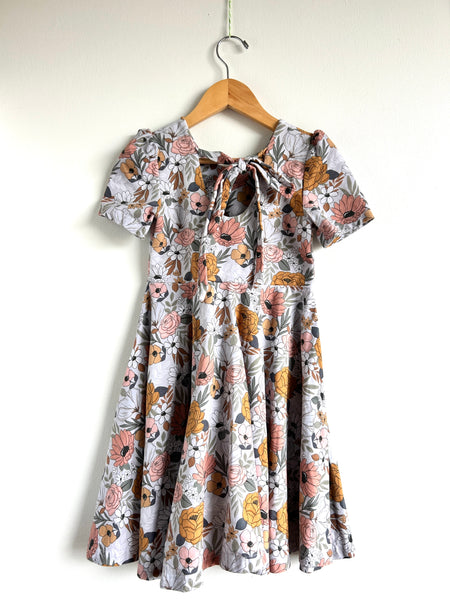 Finn and Grin Floral Puff Sleeve Floral Dress with Tie Back • 7-9 years