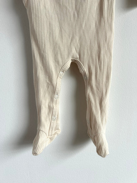 1 in the Family Cream Cotton Ribbed Footie Sleeper • 6-12 months