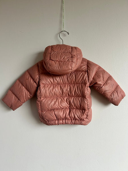 Patagonia Hi Loft Down Light Pink Hoodie • 6-12 months
