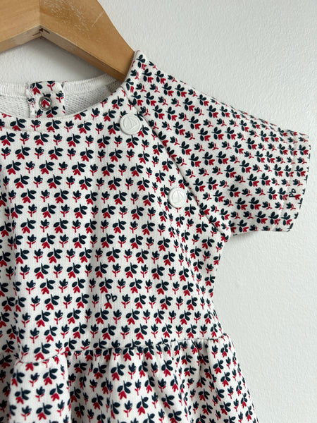 Petit Bateau Blue and Red Short Sleeve Sweatshirt Dress • 1-3 years