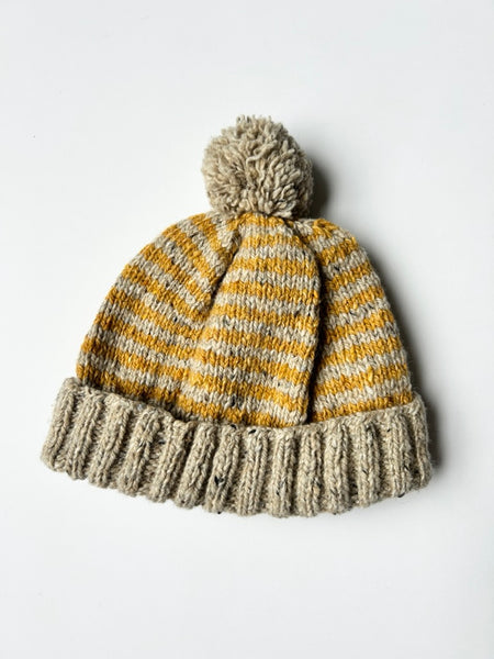 Yellow and Tan Knit Woolly Toque • 4-8 years