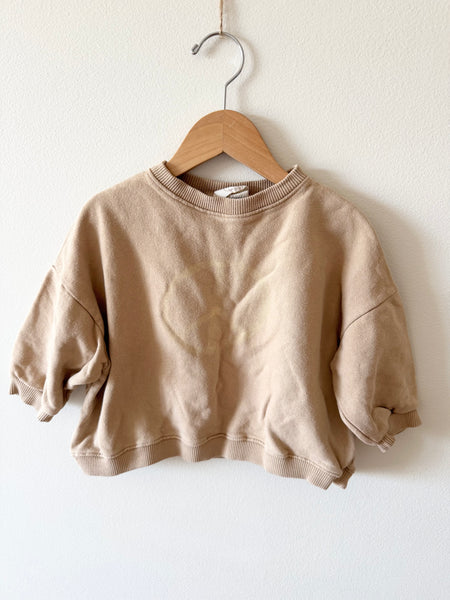 Summer in May Brown Boxy Peace Sign Sweatshirt • 2-3 years