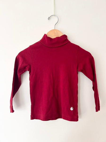 Petit Bateau Cotton Red Turtleneck • 2-3 years *