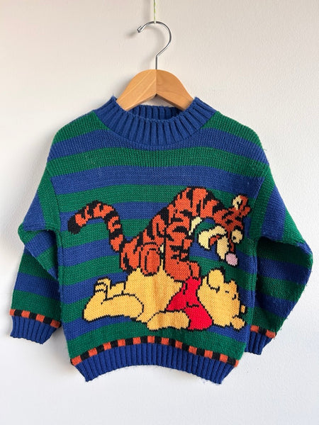 Vintage Pooh and Tigger Striped Sweater • 2-3 years