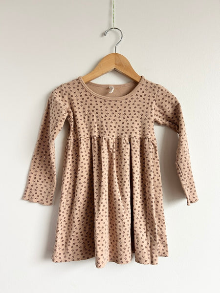 Quincy Mae Brown Tiny Floral Long Sleeve Dress • 3-4 years