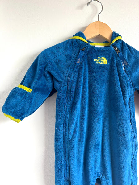 The North Face Blue and Green Fuzzy Bunting Suit • 3-6 months
