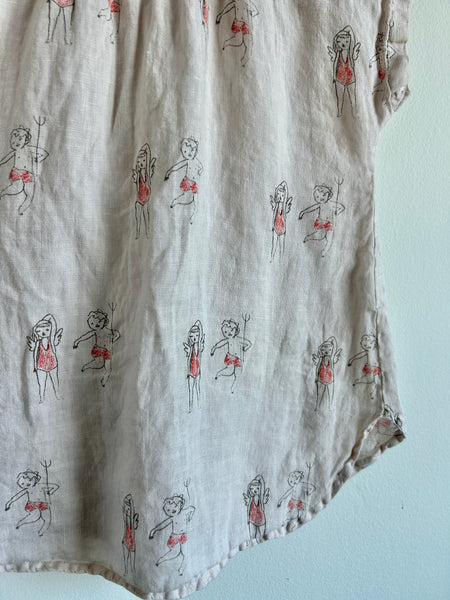 Yellowpelota Linen Button Up Short Sleeve Dress • 3-5 years