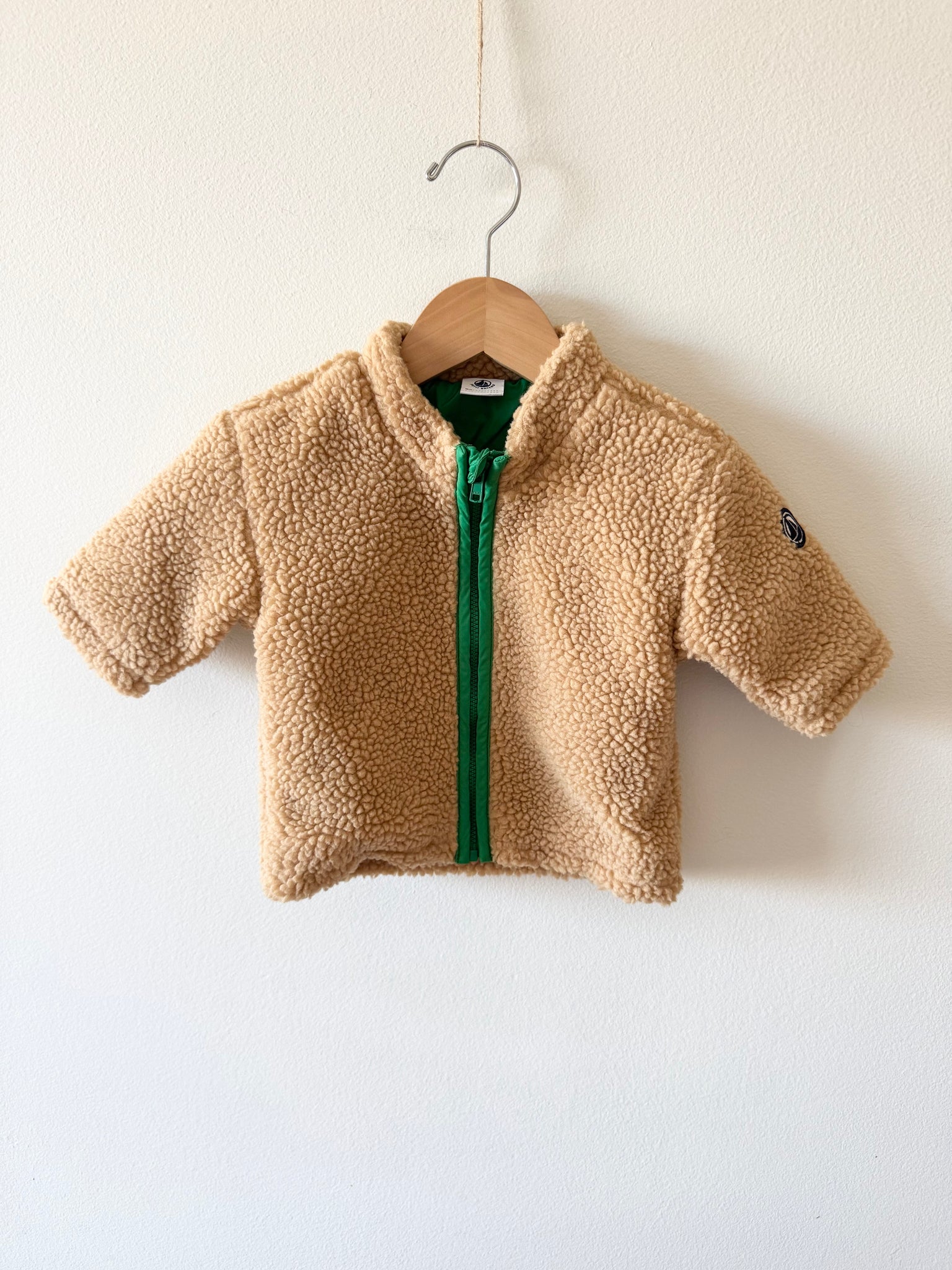 Petit Bateau Fuzzy Sherpa Zip Up Sweater • 6-12 months
