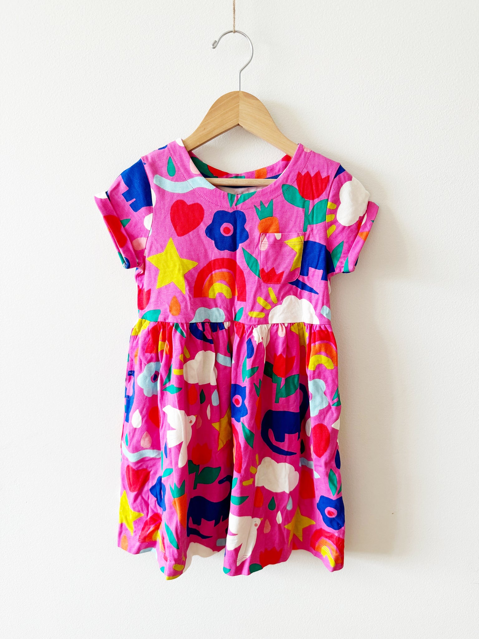 Mini Boden Pink Short Sleeve Dress • 5-6 years