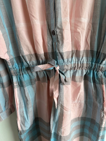 Burberry Pink Plaid Long Sleeve Cotton Dress • 8-10 years