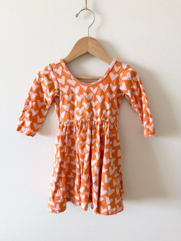 Alice and Ames Pink and Orange Heart Long Sleeve Dress • 3 years
