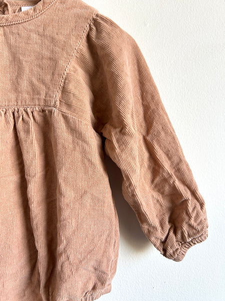 Wynken Blush Corduroy Long Sleeve Bubble Romper • 9-18 months