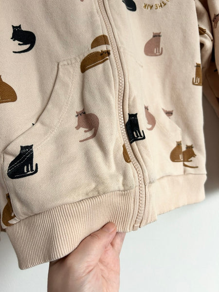 Liewood Cream Cat Zip Up Hoodie • 6-8 years