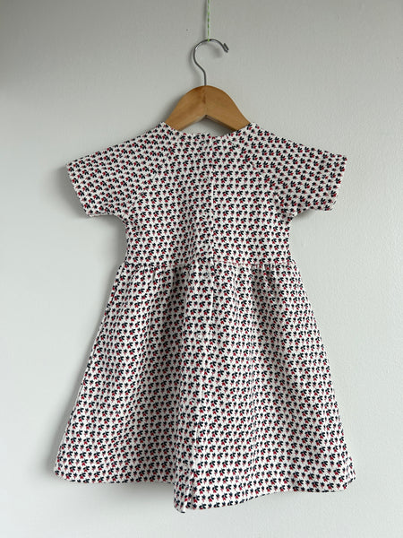 Petit Bateau Blue and Red Short Sleeve Sweatshirt Dress • 1-3 years
