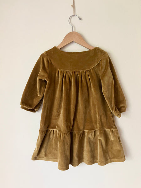 Tea Long Sleeve Thick Velvet Tiered Dress • 3-4 years