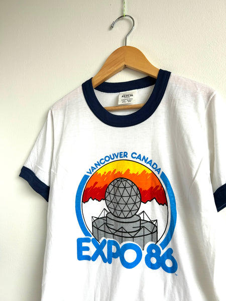 NEW Vintage Expo 86 T-Shirt with Blue Trim • 8-10 years