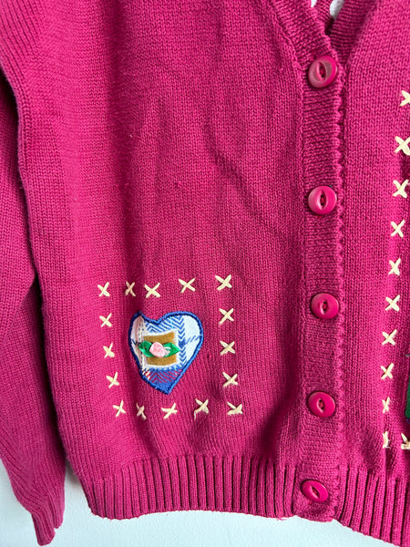 Vintage Northern Getaway Pink Cat Cardigan • 7-10 years (medium)