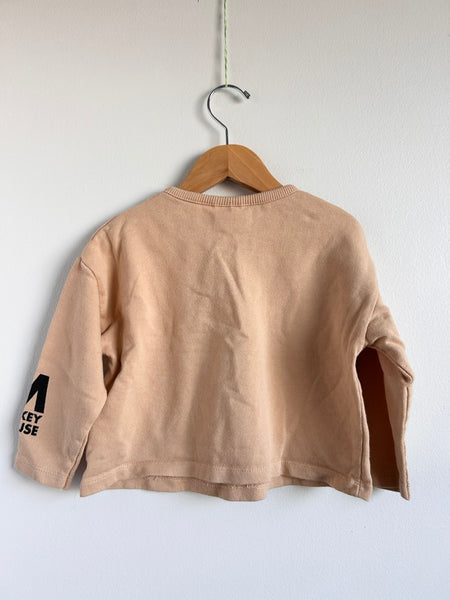 Zara x Disney Mickey Tan Sweatshirt • 1-2 years
