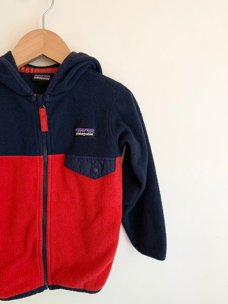 Patagonia Red and Blue Zip Up Fleece Hoodie • 3 years