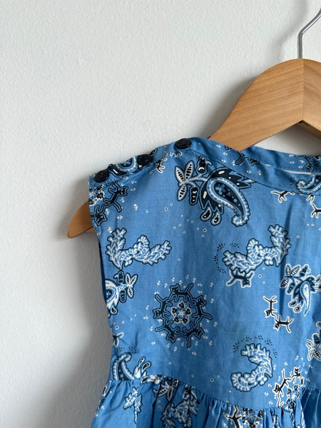 Jacadi Blue Bandana Print Short Sleeve Dress • 6-12 months