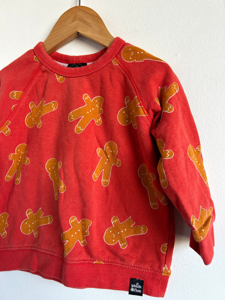 Whistle and Flute Red Gingerbread Sweatshirt • 3-4 years