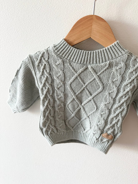 Souris Mini Cable Knit Blue Sweater • 0-3 months