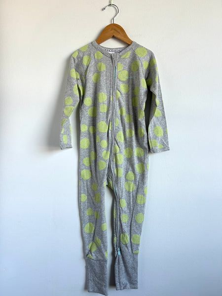 Bonds Green Circle Grey Zip Romper • 3 years