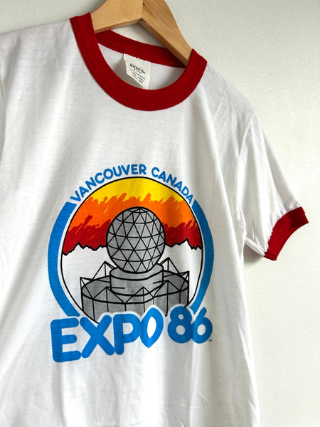 NEW Vintage Expo 86 T-Shirt with Red Trim • 8-10 years