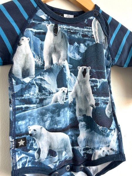 Molo Polar Bears Blue Onesie • 6-12 months