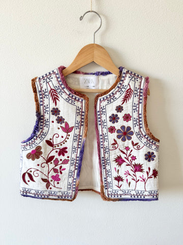 Zara Purple Embroidered Vest • 6-9 years