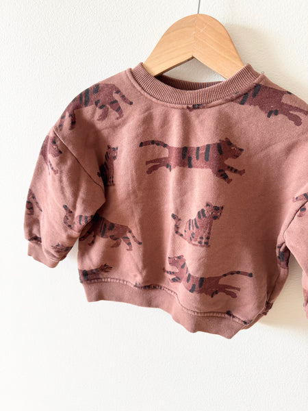 Zara Brown Tiger Crewneck Sweater • 9-18 months