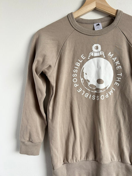 Little and Lively "Make the Impossible Possible" Thick Tan Sweatshirt • 8-10 years