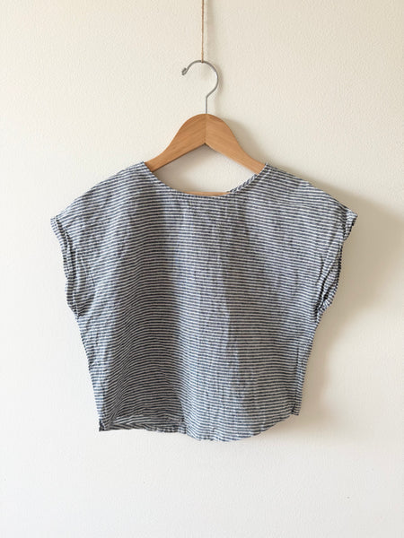 Petits Vilains Striped Linen Top • 7-9 years