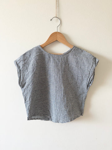 Petits Vilains Striped Linen Top • 7-9 years