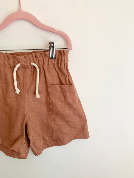 NEW Petits Vilains Linen Paperbag Waist Shorts • 6-7 years