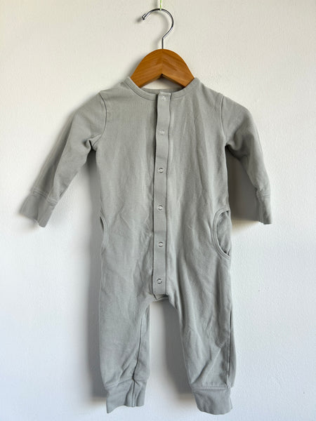 Pehr Light Grey Button Romper • 3-6 months