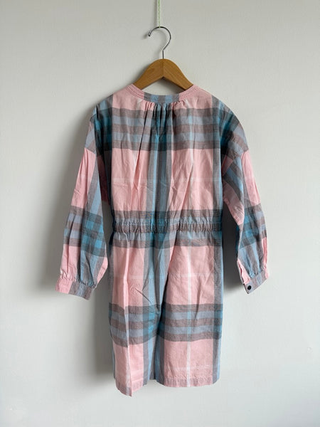 Burberry Pink Plaid Long Sleeve Cotton Dress • 8-10 years