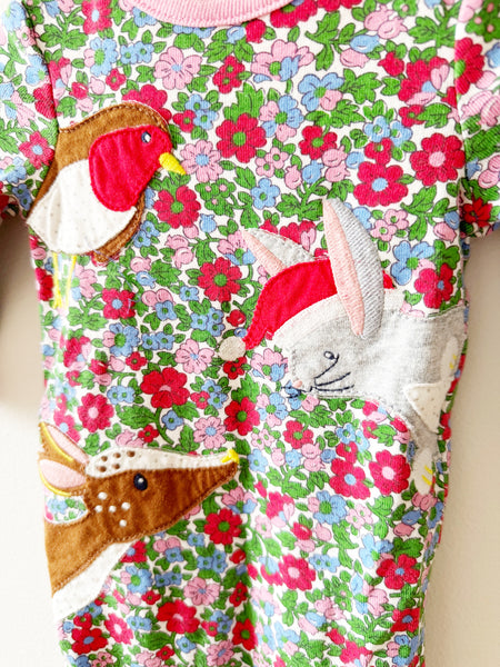 Mini Boden Floral Forest Friends Romper • 3-6 months