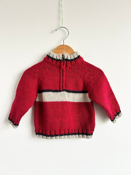 Vintage Baby World Red Wool Blend Knit 1/4 Zip Knit Sweater • 6-18 months