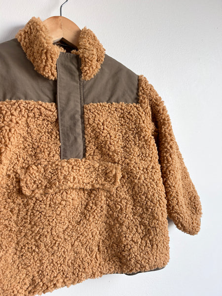 Wheat Cozy Anorak Style Pullover Cotton Lined Sweater • 4-6 years